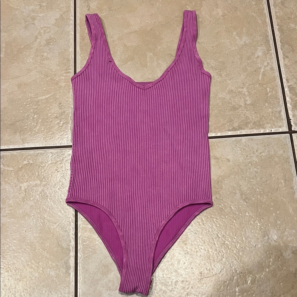 Aura Women's Ribbed Bodysuit in Pink